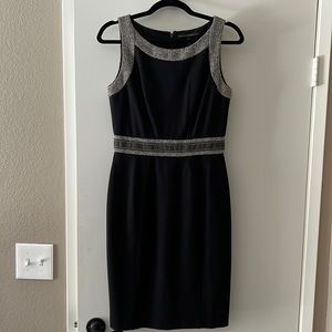Black sleeveless dress with boucle trim (WHBM)